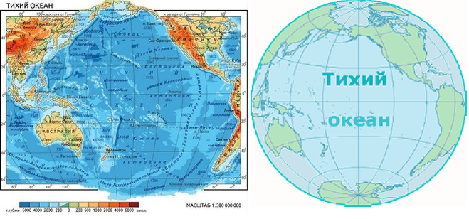 Карта тихого океана географическая