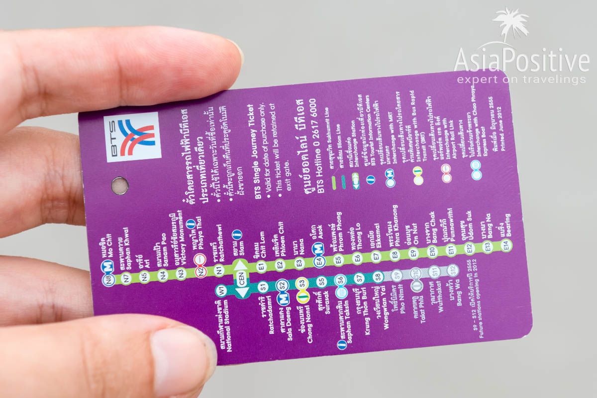 Схема BTS (наземного метро) Бангкока на проезной карточке 