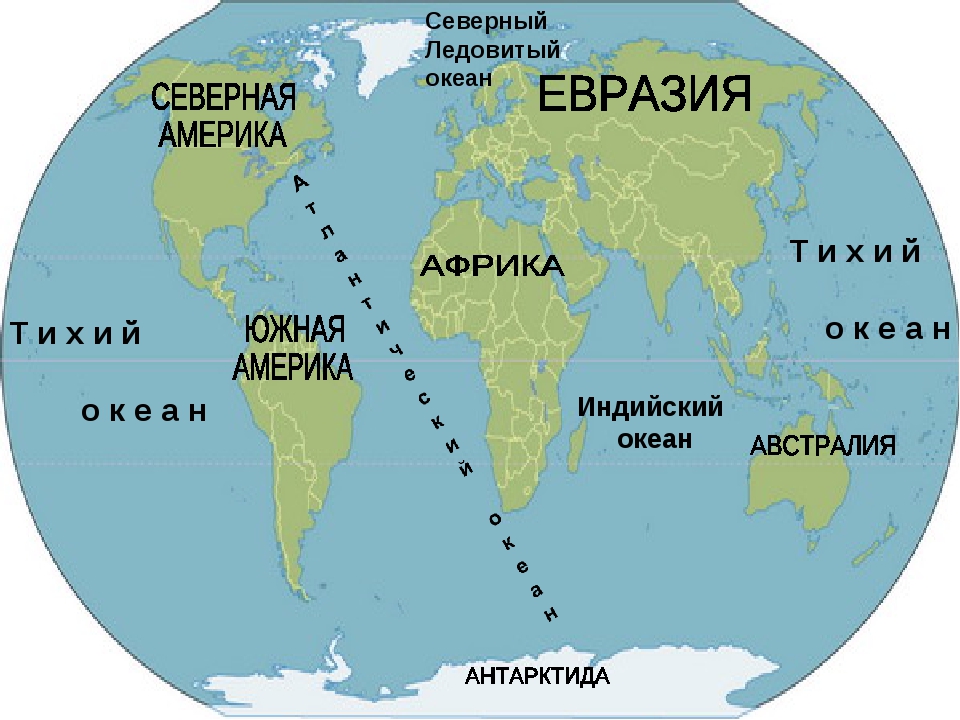 Карта где находятся океаны