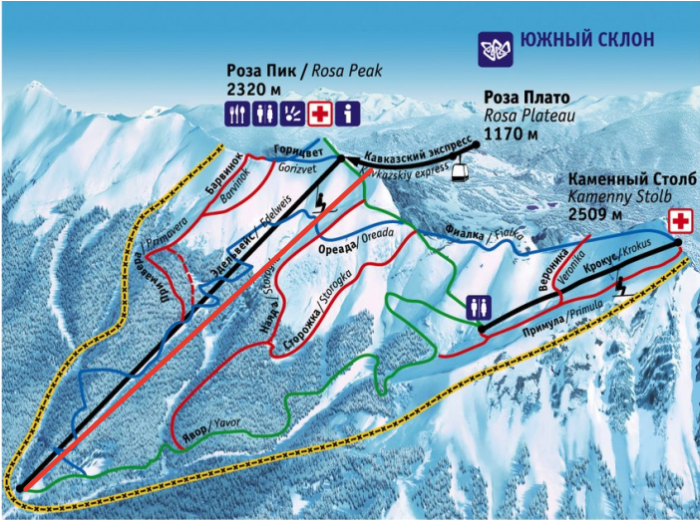 Карта роза хутор с подъемниками и трассами