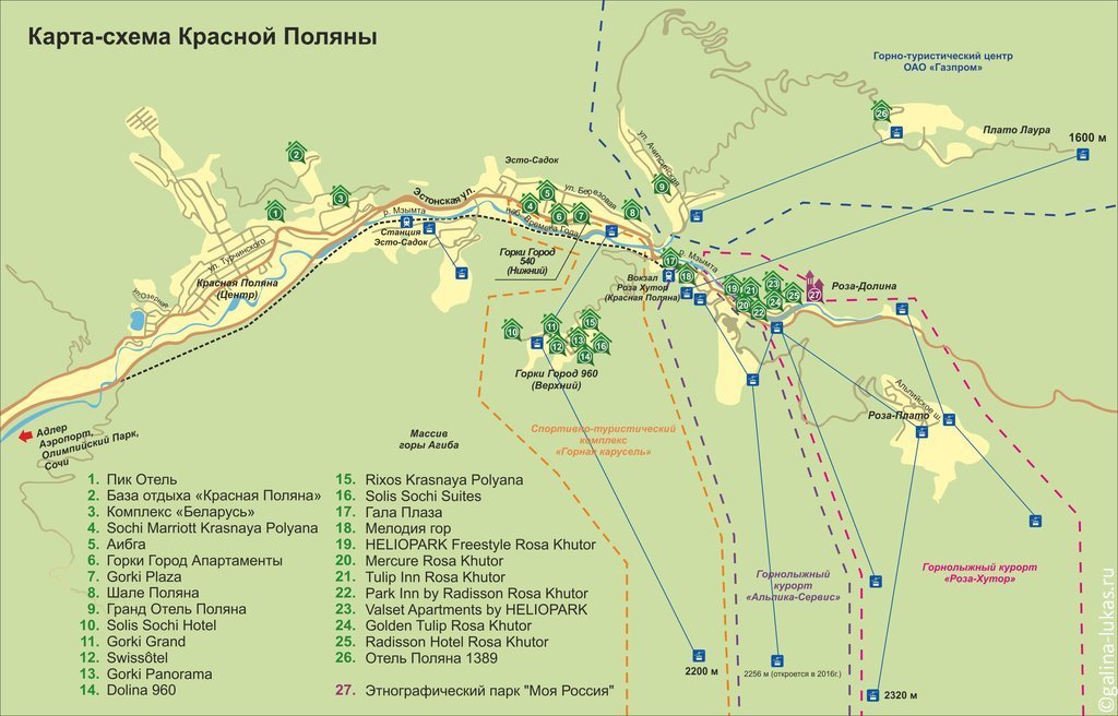 Курорт красная поляна схема