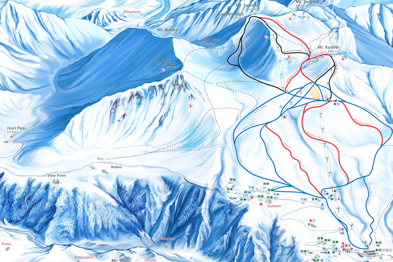 Горнолыжный курорт гудаури схема