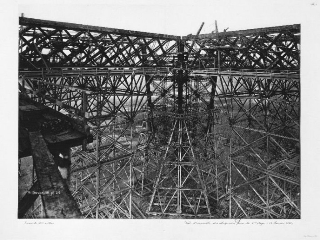 Travaux de construction de la tour Eiffel, 1888, Postcard, Musée