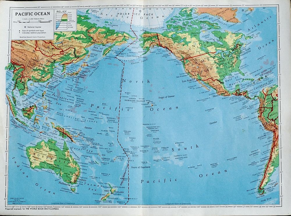 Карта тихого океана географическая