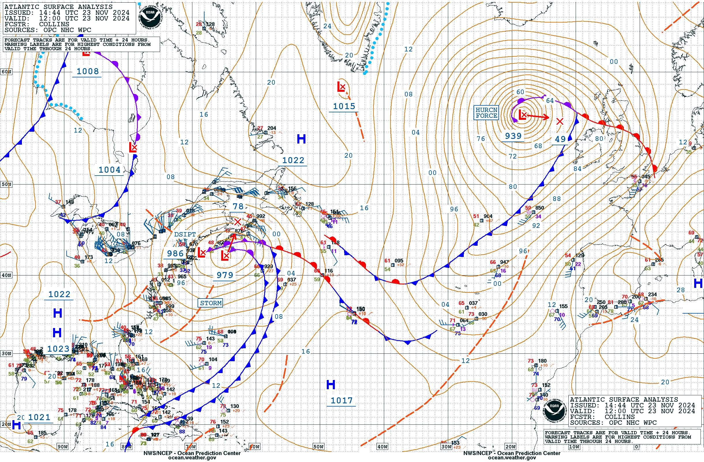 North Atlantic Surface Analysis