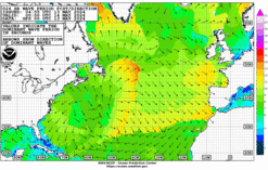 Latest 24 hour Atlantic wave period forecast