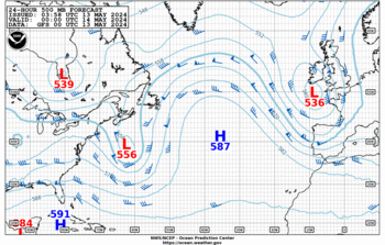 Latest 24 hour Atlantic 500 mb forecast--Offshore