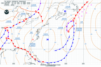 Latest 24 hour Atlantic surface forecast