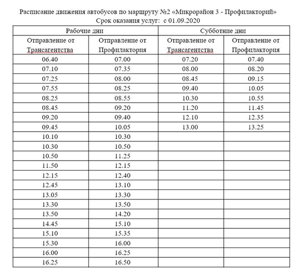 Расписание автобуса карта