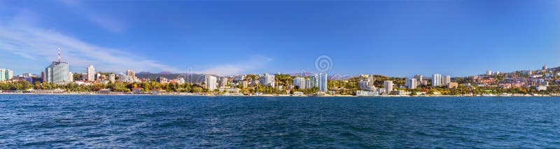 Architecture of modern resort town Sochi, Russia royalty free stock photos