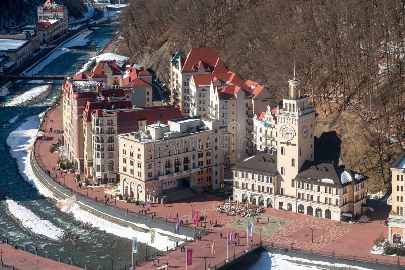 Ski resort in the Valley Rosa Khutor. Sochi, Russia stock photos