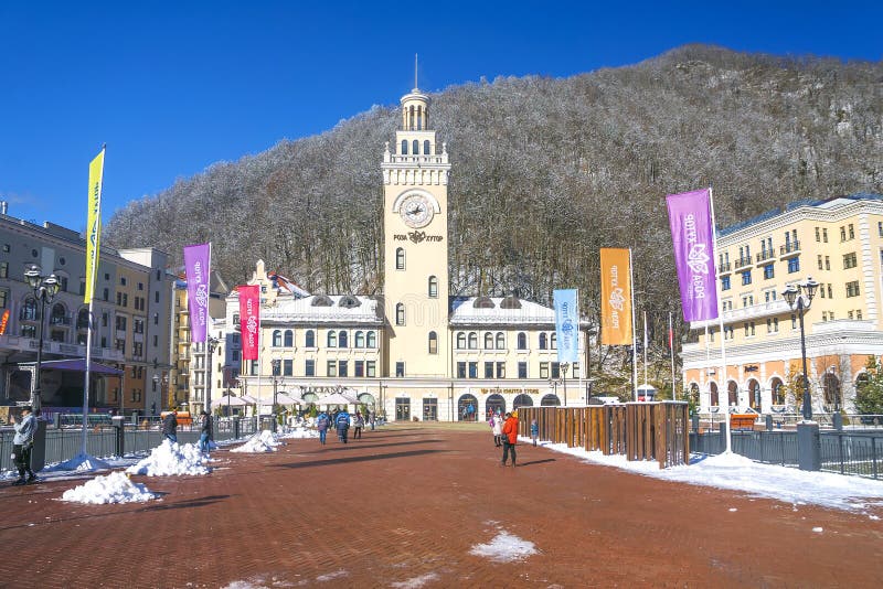 SOCHI, RUSSIA-DECEMBER 5, 2019: Rosa Khutor ski resort in Sochi royalty free stock images