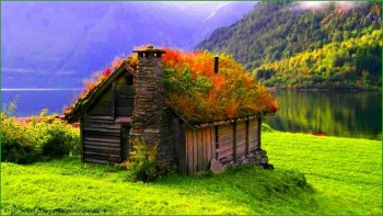 Фото норвежской природы - сказочный домик 