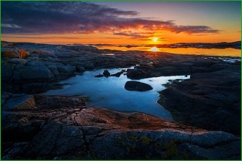 фото норвежской природы - восход солнца над фьордами 