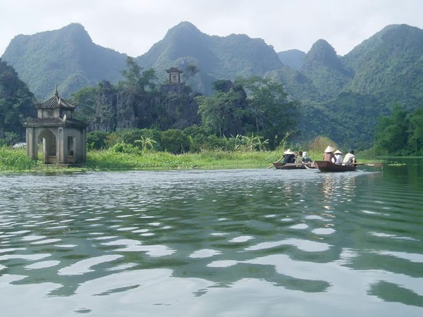 Boat ride to Perfume Pagoda in Vietnam